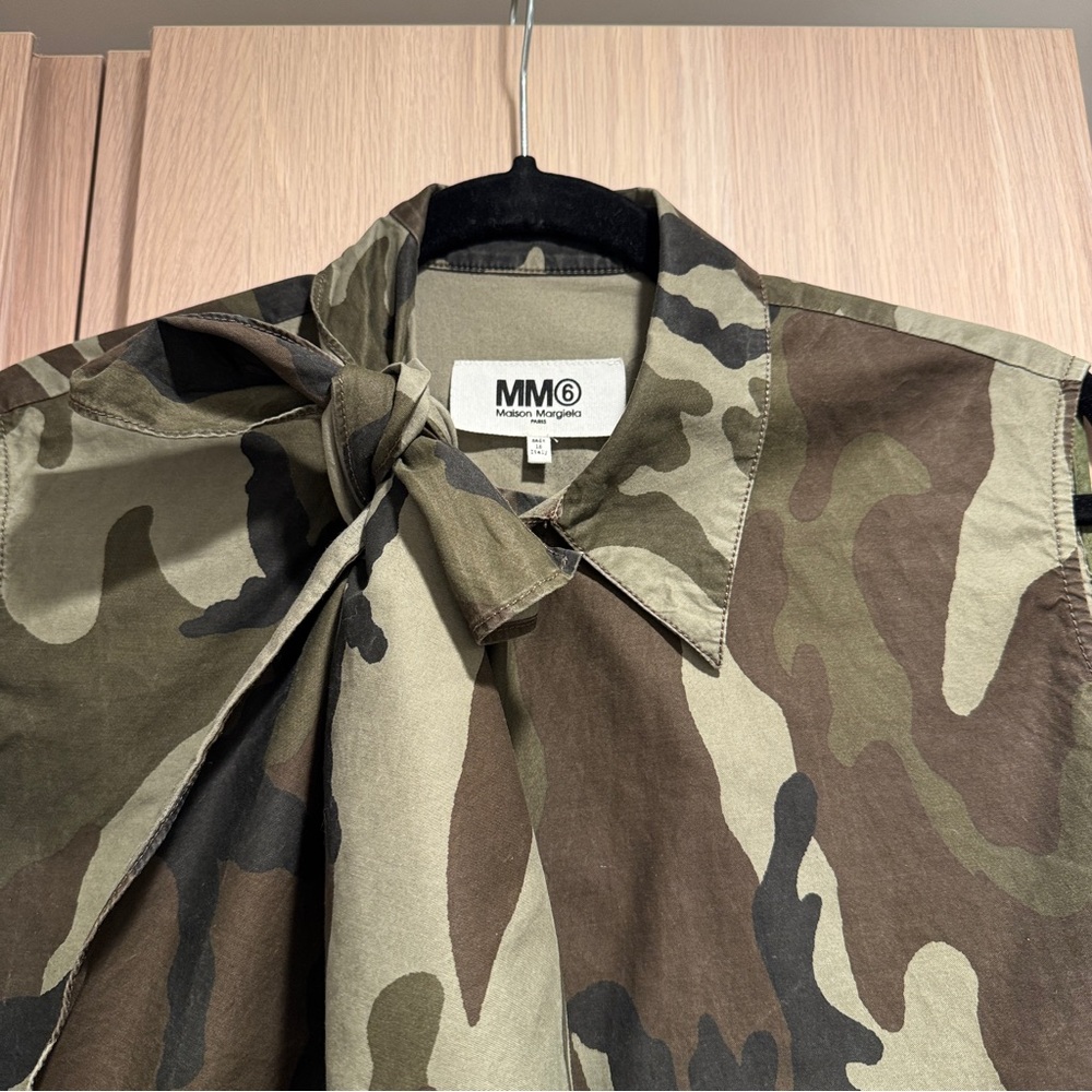 Mm6 Maison Margiela Camouflage Sleeveless Wrap Top with Bow - Size 44 IT - Picture 8 of 15